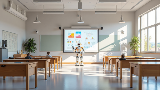 大学校园中的智慧教室,配备智能教育平板,学生正在上课